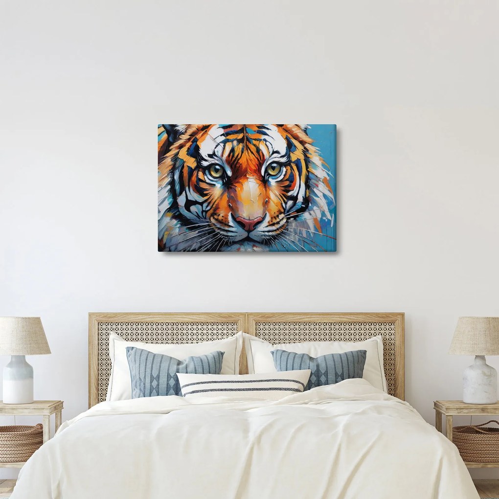 Obraz - Pohľad tigra, maľba (70x50 cm)