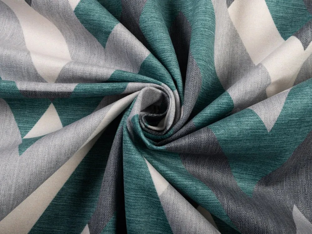 Biante Zamatový oválny obrus Tamara TMR-026 Zeleno-sivý designový cik-cak 140x180 cm
