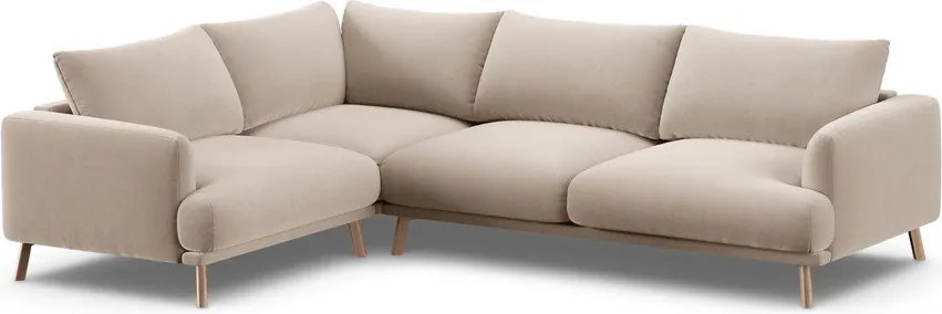 Béžová zamatová rohová pohovka (ľavý roh/do L) Naomi – Micadoni