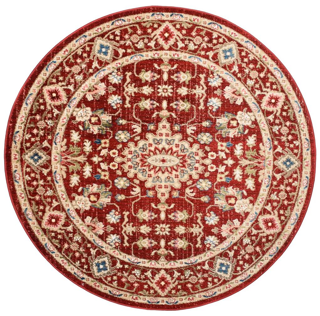 Okrúhly vintage koberec červenej farby