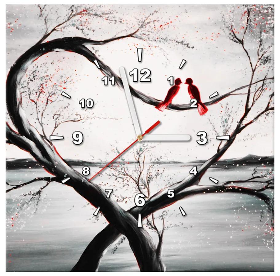 Gario Obraz s hodinami Vtáčia láska Rozmery: 100 x 40 cm