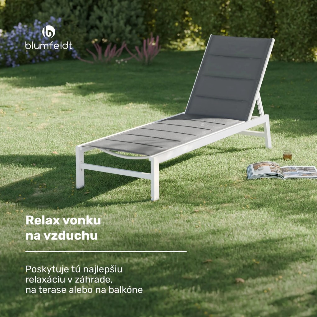 Blumfeldt Renazzo Lounge ležadlo, nosnosť 120 kg, 5-stupňové, vodoodpudivé