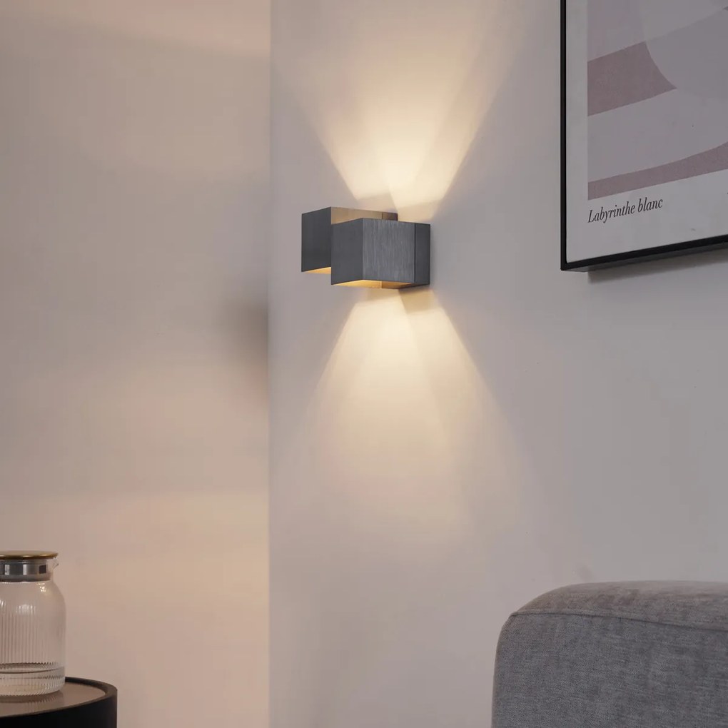 Moderná nástenná lampa tmavosivá 2-svetlá - Transfer Double