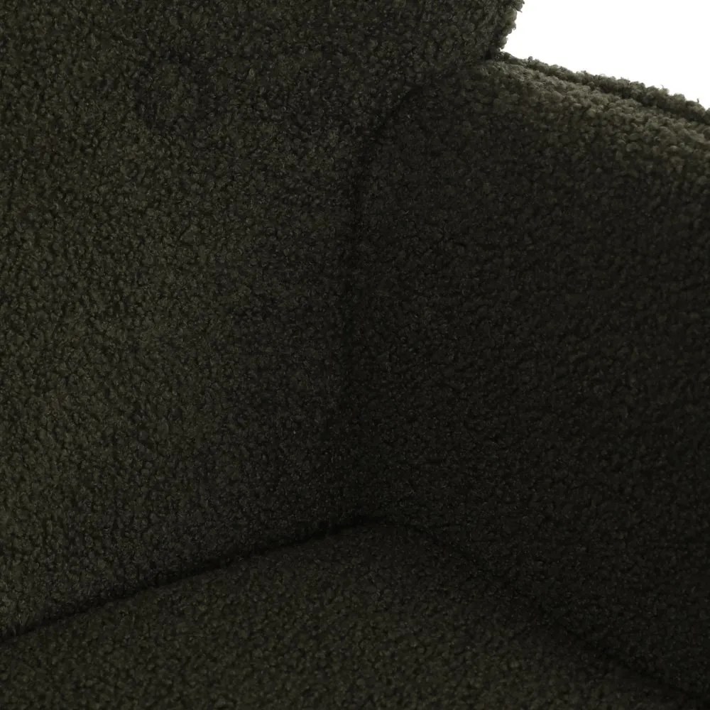 Relaxačné kreslo ušiak ROMEO II + taburet — masívne drevo, látka bouclé, prírodná / zelená
