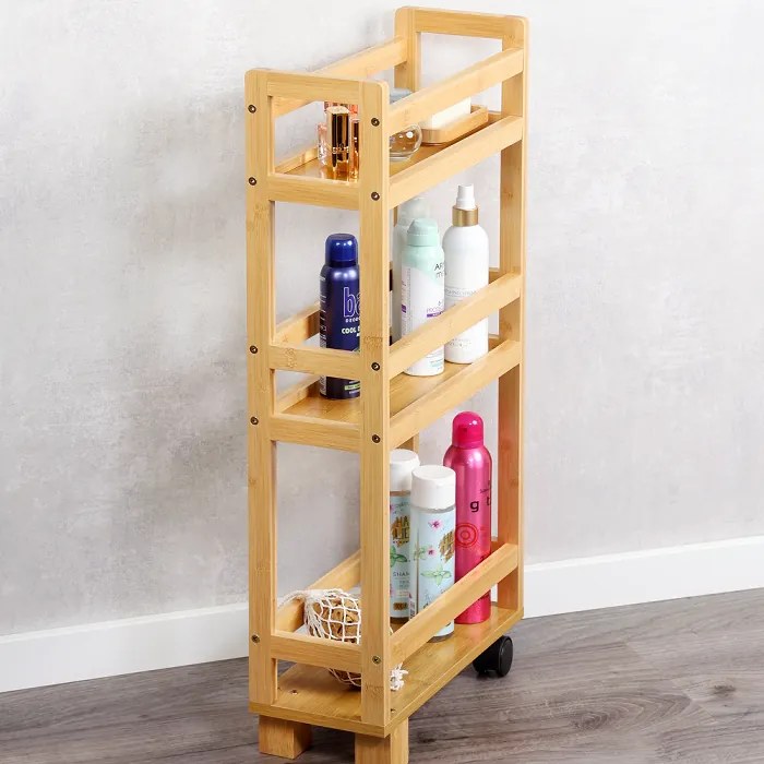 Kesper Mobilný regál, prídavný vozík s 3 policami, bambus NIKA