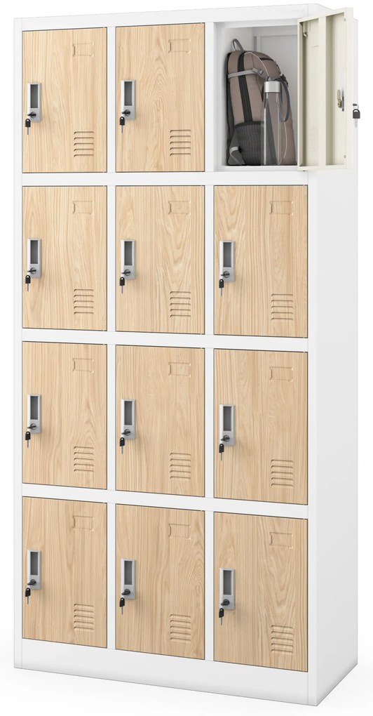 Šatňová skrinka s 12 priehradkami, biela/dub Sonoma, 900x1850x400 mm: MARCIN Eco Design