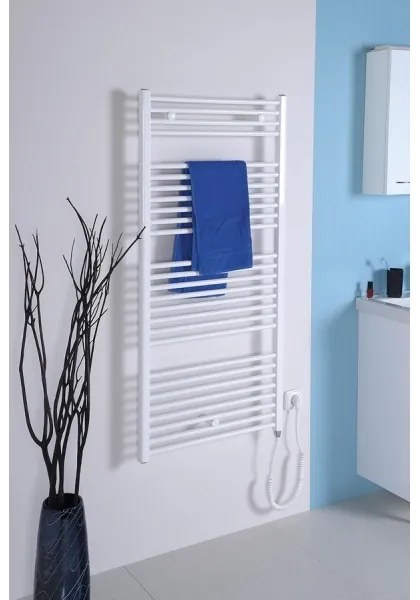 Aqualine - Kúpeľňový elektrický radiátor DIRECT-E 600W/230V 132 cm biela