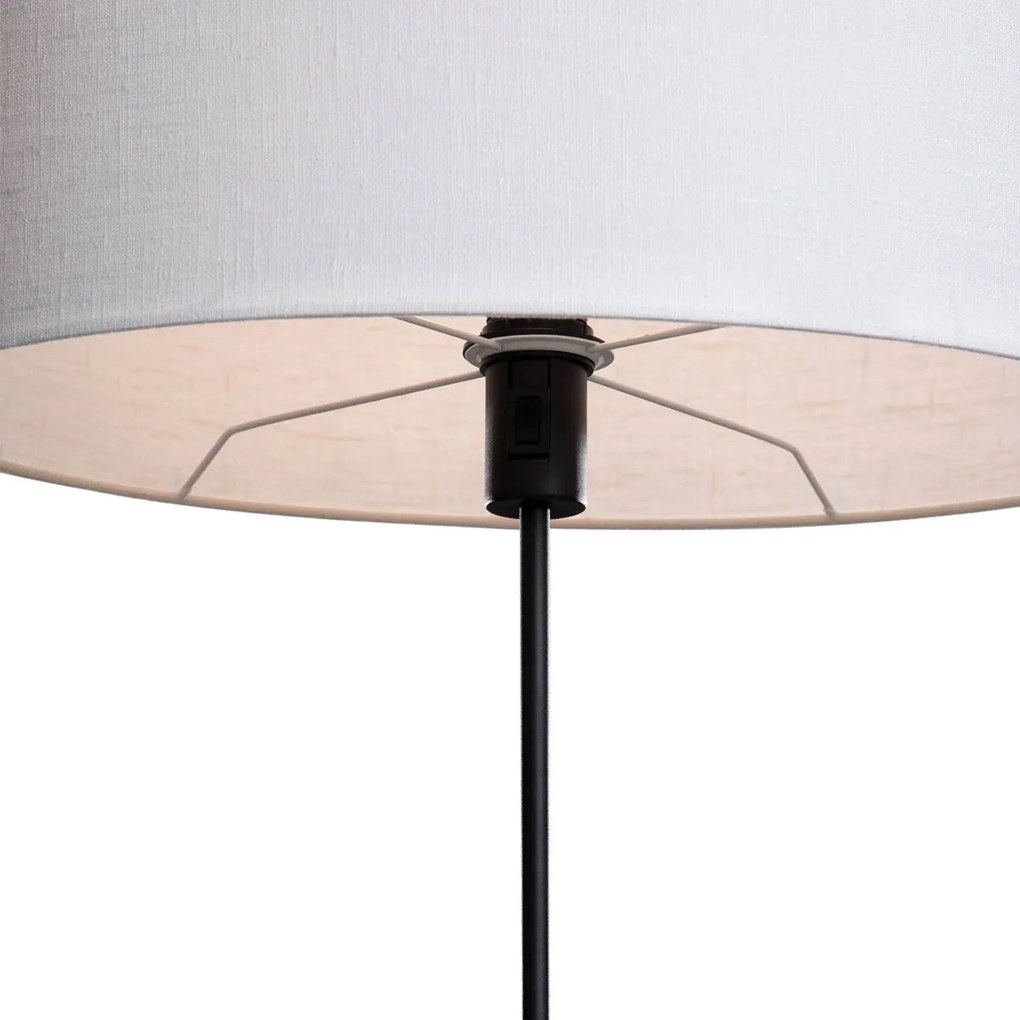 Stojacia lampa čierna s oválnym ľanovým tienidlom bielym 50 cm - Parte