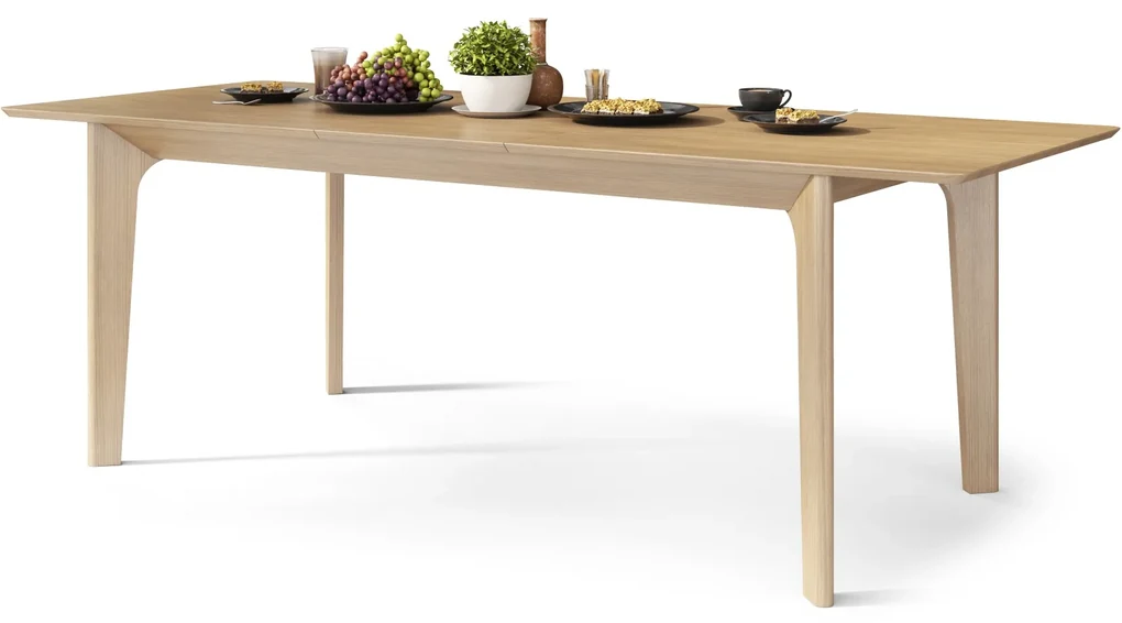 BARI Dub prírodný 180x90 cm (+2 vložky 45 cm) - DREVENÝ STÔL V JAPANDI/ŠKANDINÁVSKOM ŠTÝLE, ROZKLADACÍ DO 270 cm!