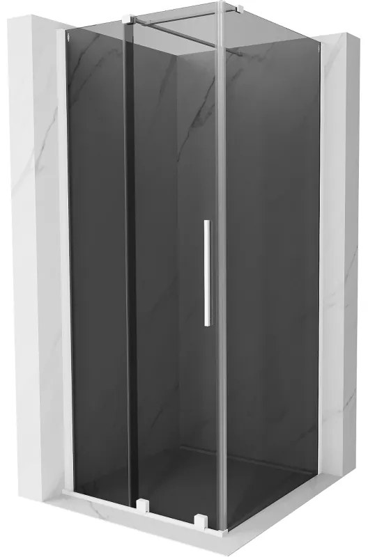 Mexen Velar, sprchový kút s posuvnými dverami 100 x 100 cm, 8mm šedé sklo, biela matná, 871-100-100-41-20