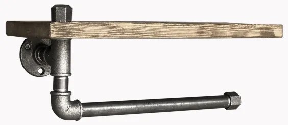 Nástenná polica s držiakom uteráka BORURAF 16x40 cm smrek/čierna