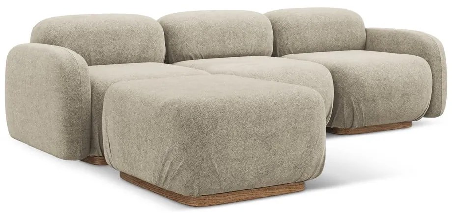 Béžová modulárna rohová pohovka z textílie buklé Ailani – Makamii