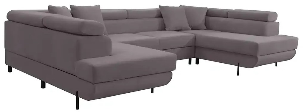 Rohová sedacia súprava - U s funkciou spania, vlnové pružiny SAMSUN Hnědý