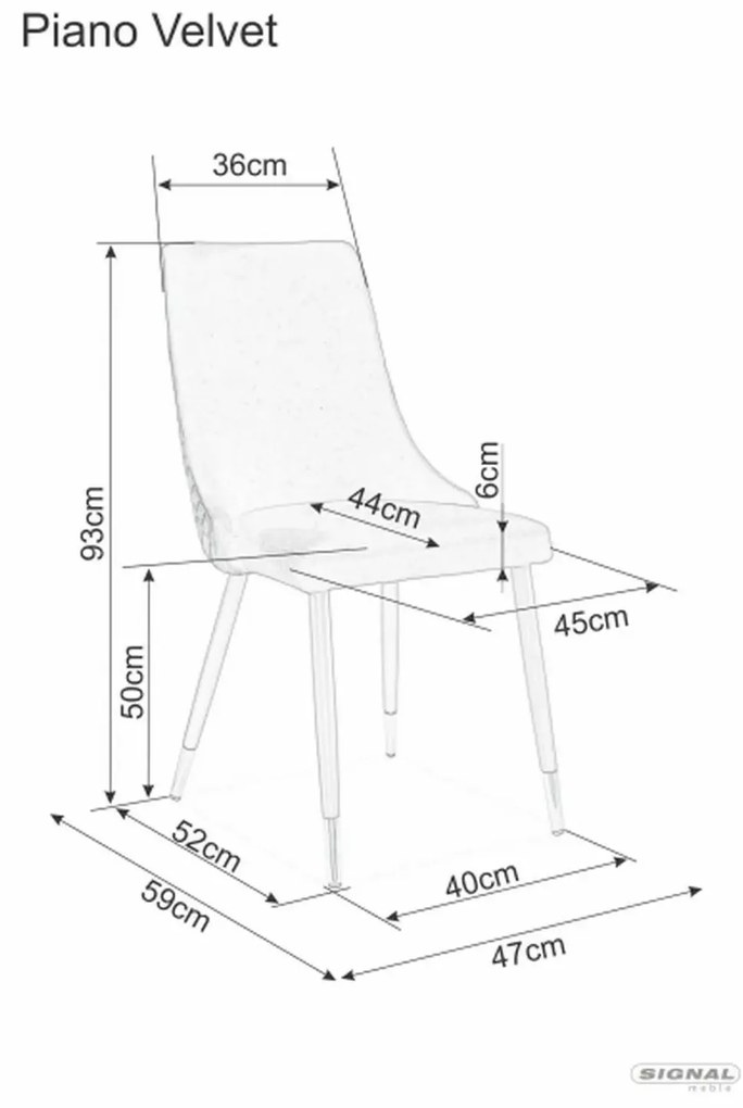 Sametová jídelní židle Piano II šedá