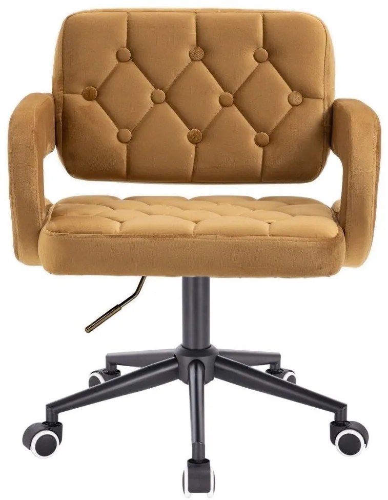 LuxuryForm DESIGN Kreslo ADRIA VELUR na čiernej podstave s kolieskami - medové