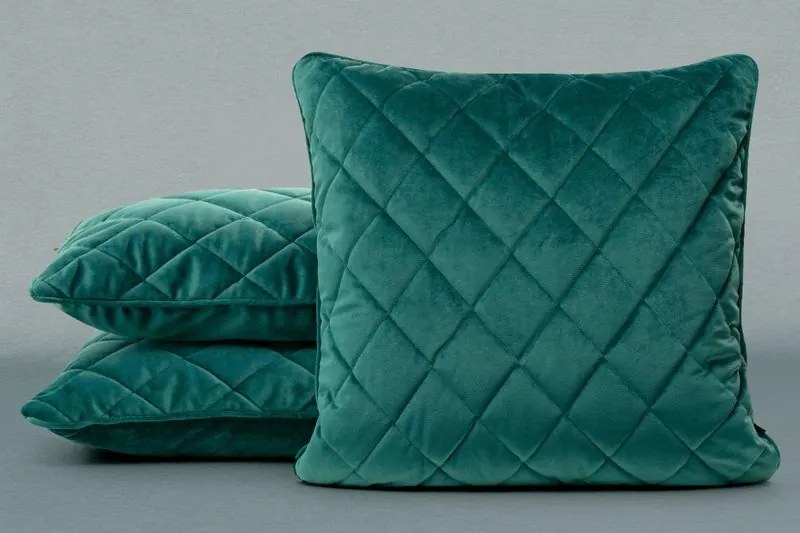 Dekorstudio Dekoračná obliečka na vankúš VELVET27 v tmavotyrkysovej farbe