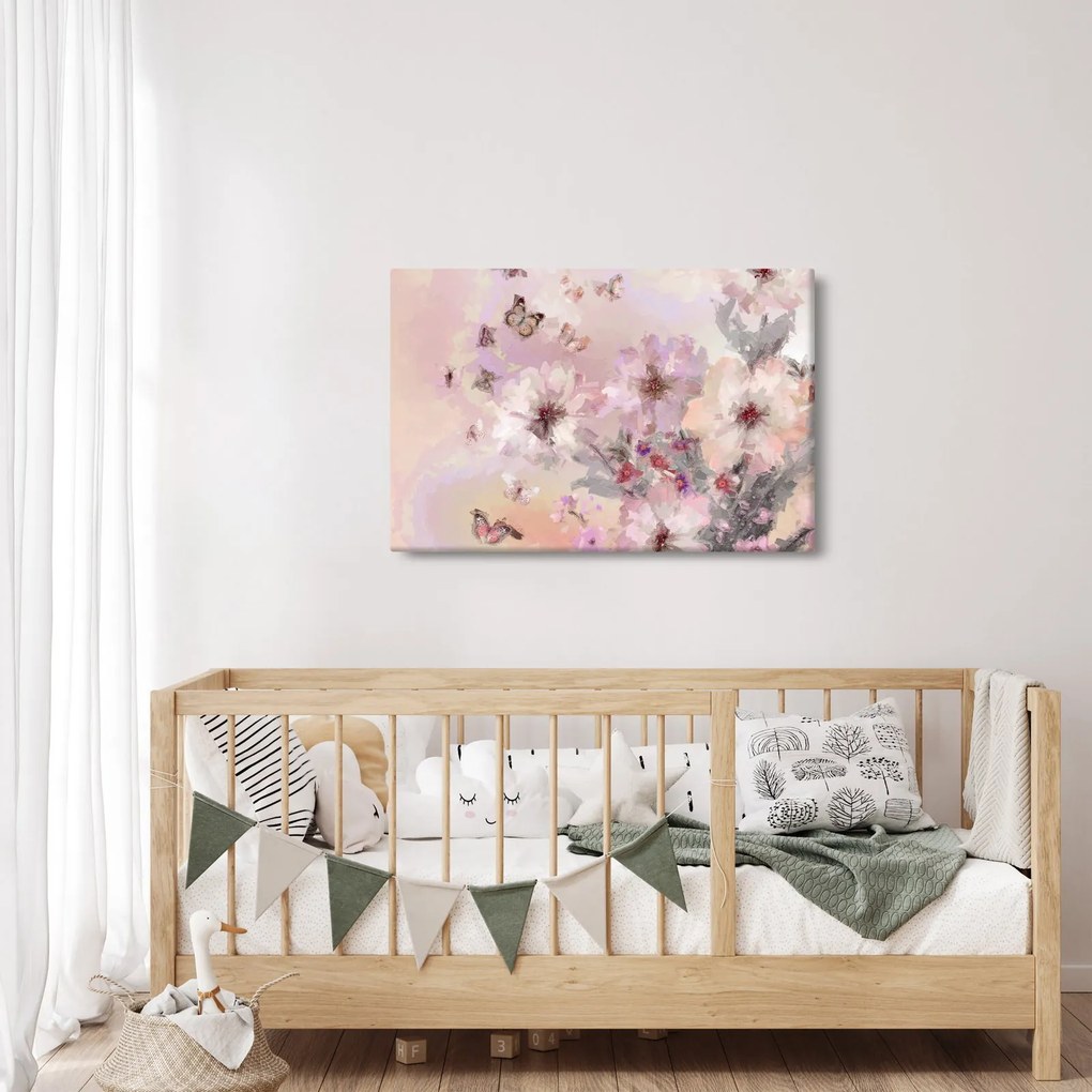 Obraz - Umelecká koláž s motýľmi (90x60 cm)