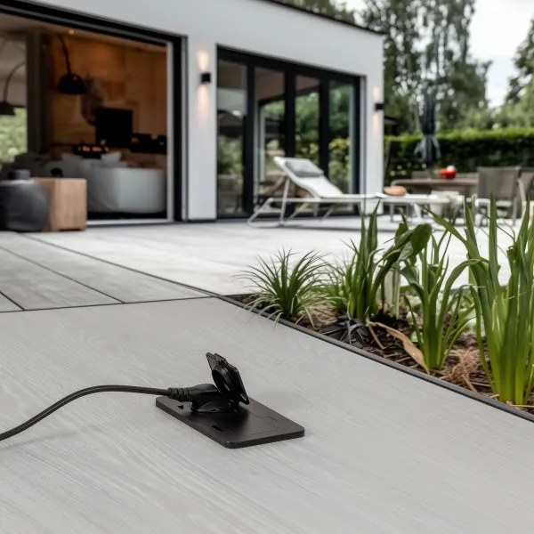 Solight 5B323B - Vonkajšia vstavaná podlahová dvojzásuvka IP55 čierna obdĺžnikový