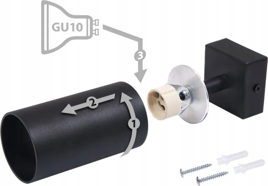 BERGE Stropné bodové svietidlo LED VIKI-L 1x GU10 čierne