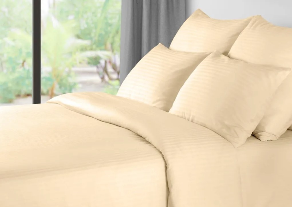 Hotelové obliečky z mikrovlákna JASMINE šampanské - prúžok 2 cm, hotelové vrecko Rozmer obliečky: 70 x 90 cm | 140 x 200 cm