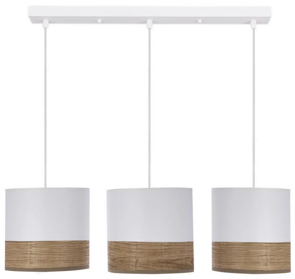 Luster na lanku BIANCO 3xE27/40W/230V biela/hnedá