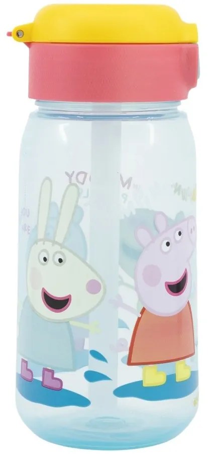 Plastová fľaša na pitie so slamkou a viečkom Prasiatko Peppa - 510 ml