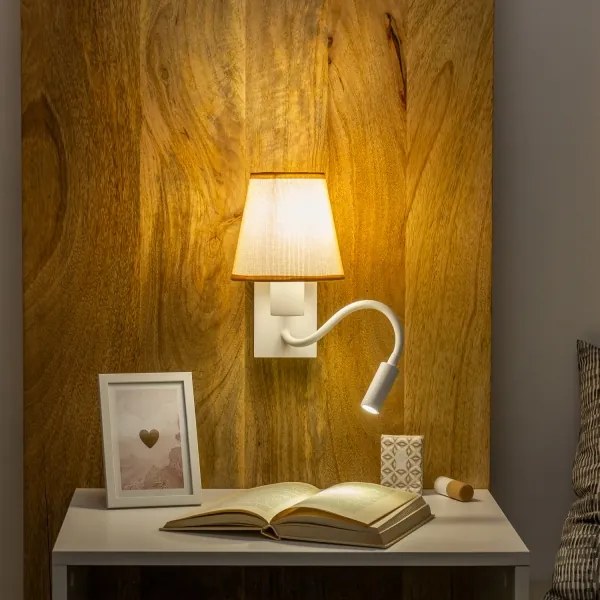 Brilagi - LED Nástenná lampa NUBILA 1xE27/25W/230V +LED/3W biela/svetlohnedá