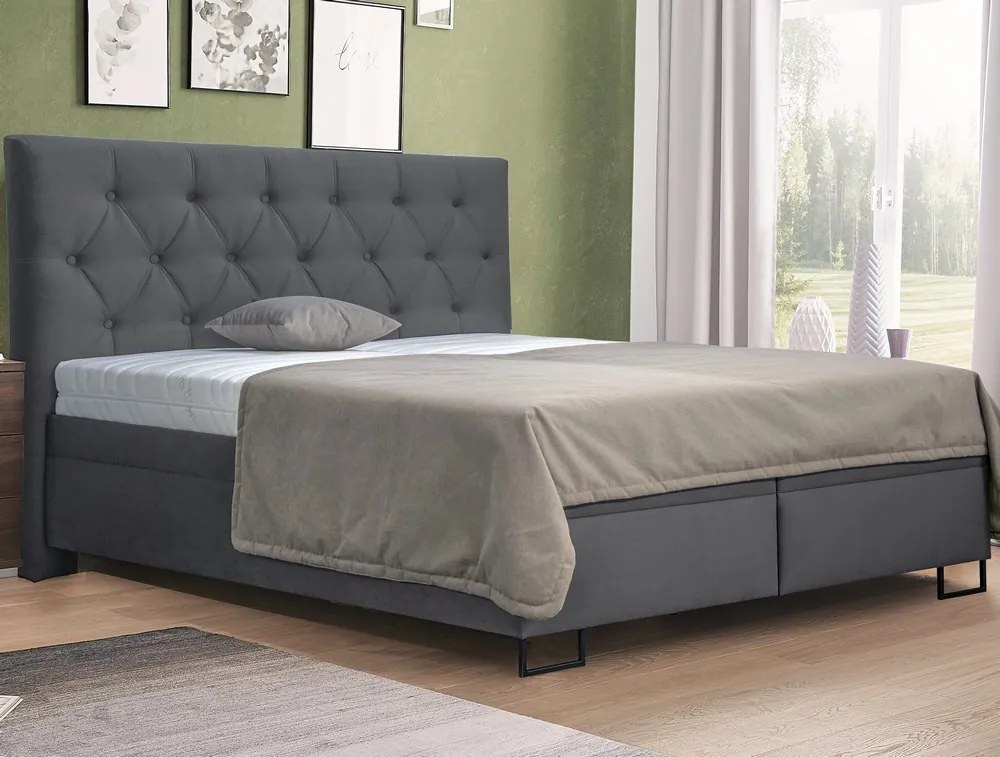 Posteľ Amy 180x200 cm, tmavo šedá látka