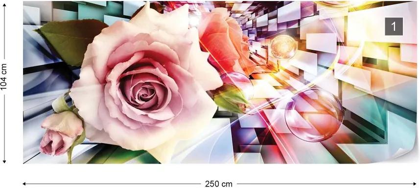 Fototapeta GLIX - Roses 3D Illustion Multicoloured  + lepidlo ZADARMO Vliesová tapeta  - 250x104 cm