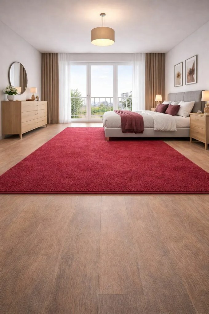 Vopi, Kusový koberec Eton vínovo červený, 57x120, červená, chodba / predsieň