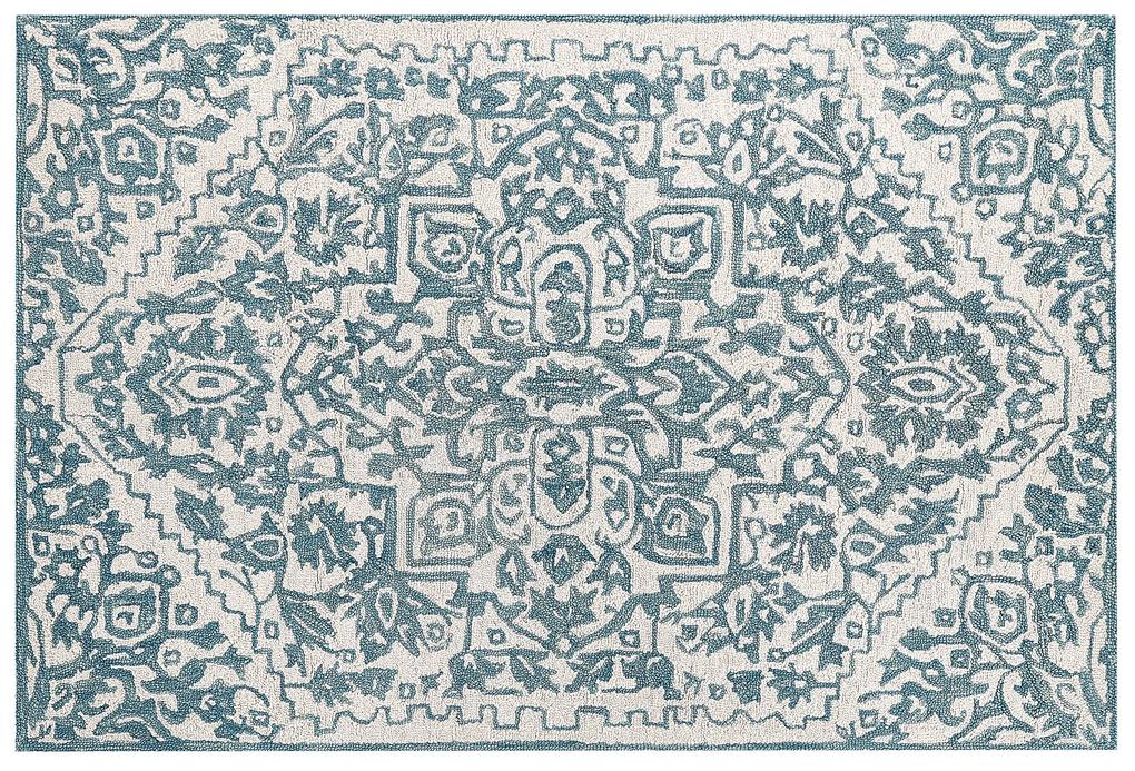 Vlnený koberec 160 x 230 cm biela/modrá AHMETLI Beliani
