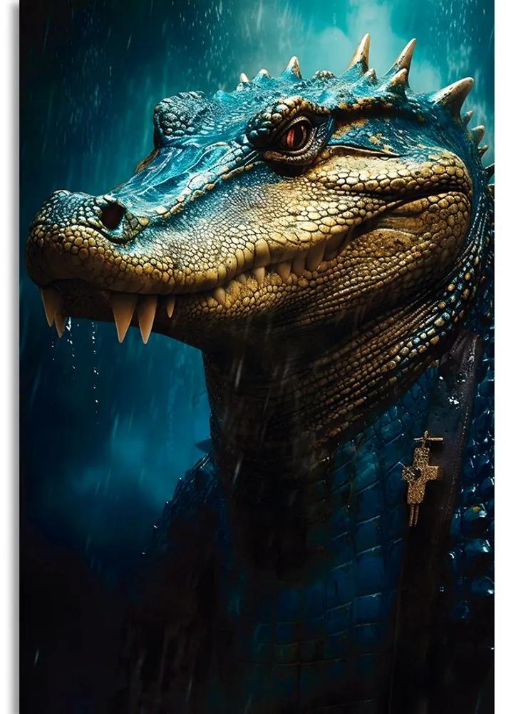 Obraz modro-zlatý krokodíl