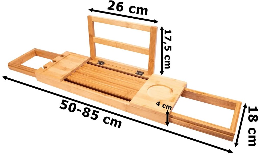 Bambusový stolík do vane Dafne hnedý
