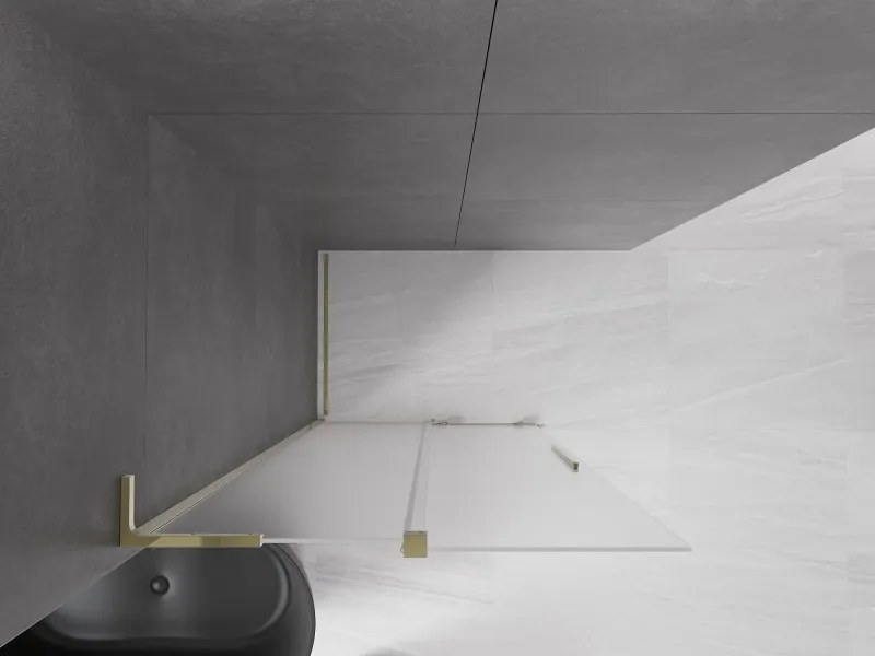 Mexen Velar L, posuvná sprchová zástena Walk-in 100 x 200 cm, 8mm sklo námraza, zlatá lesklá, 871-100-003-33-50