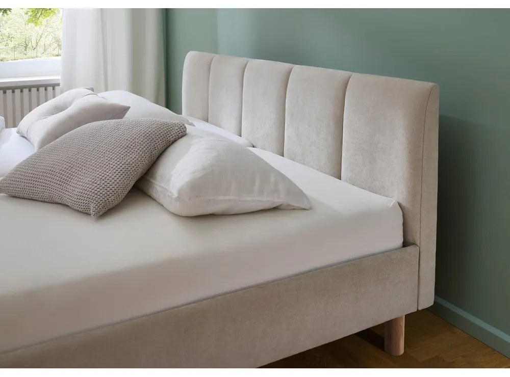 Béžová čalúnená dvojlôžková posteľ bez roštu 180x200 cm Joker – Meise Möbel