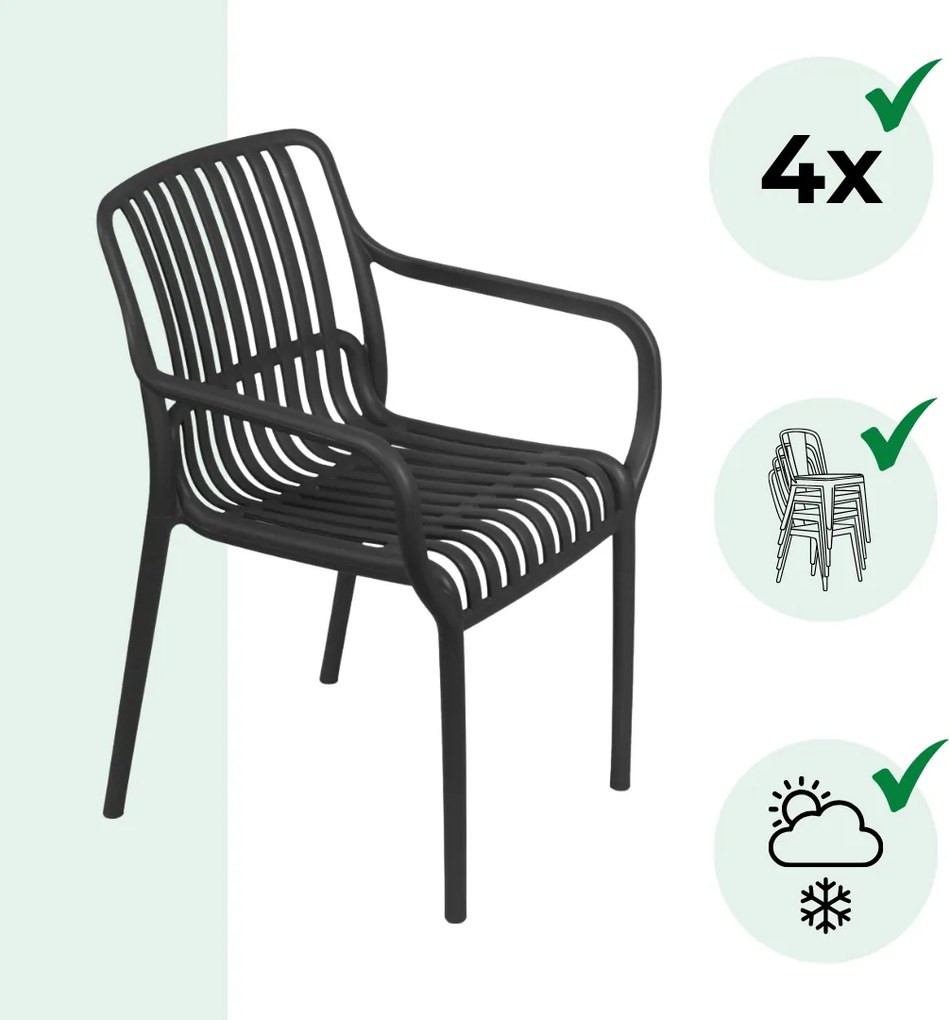 Záhradná stolička LUISE, set 4 ks, antracitová I.P.A.E-Progarden