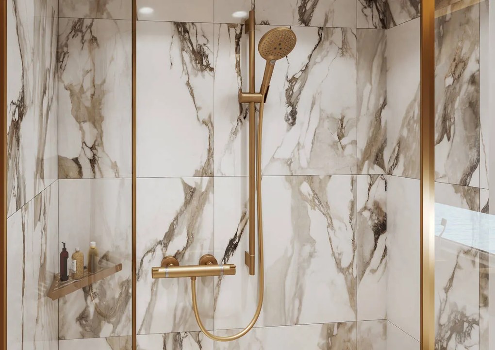 Hansgrohe Unica, S Puro sprchová tyč 650 mm so sprchovou hadicou Isiflex 1600 mm, kartáčovaný bronz, HAN-28632140