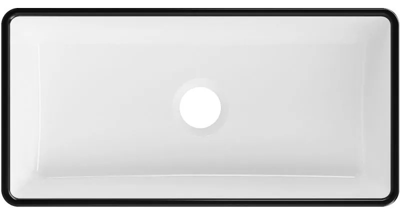 Mexen Nadia, umývadlo na dosku 46x23x12 cm, biela lesklá-čierny okraj, 21614607