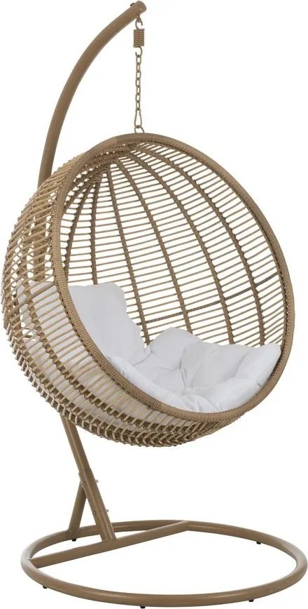 Závesné béžové záhradné ratanové kreslo Lounge Beige -119*110*193 cm