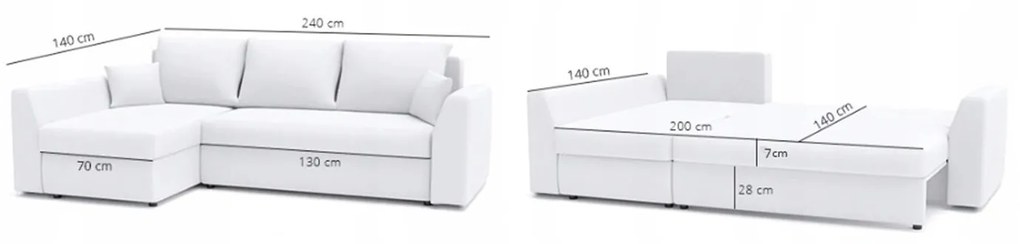 Rohová rozkladacia sedacia súprava PAUL MODEL 2 Hnedá/cappuccino Ľavá