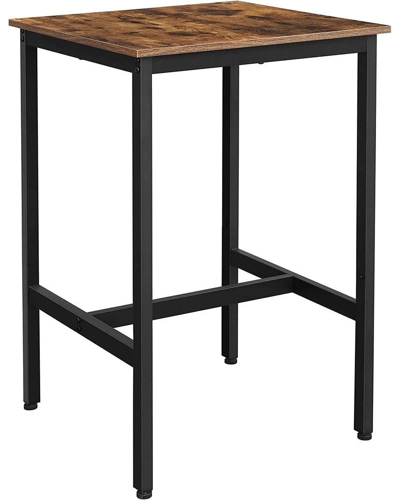 Vysoký barový stôl, štvorcový jedálenský stôl, rustikálny hnedý a čierny | VASAGLE