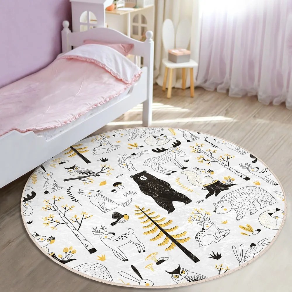 Žlto-biely detský koberec ø 120 cm Comfort – Mila Home