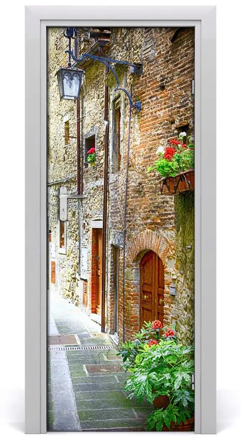 Fototapeta samolepiace na dvere talianskej uličky 75x205cm