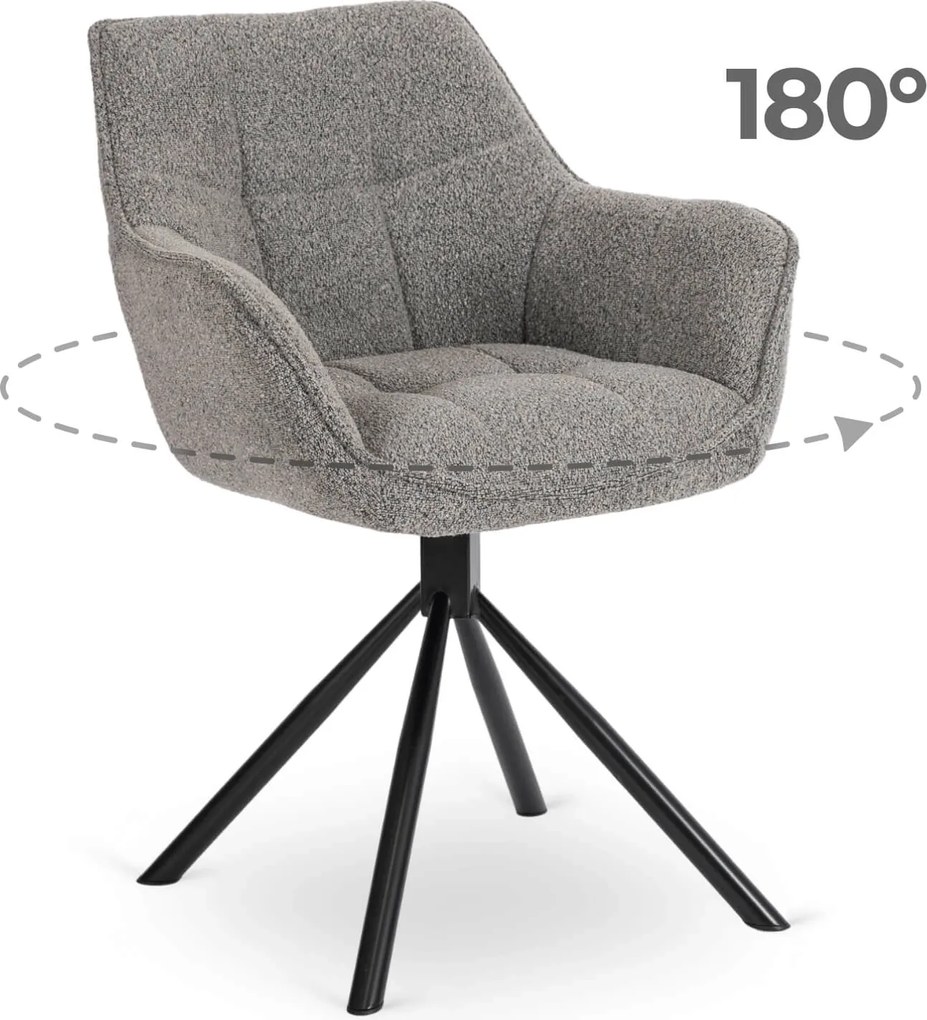 PROXIMA.store - Člúnená otočná stolička PEONY FARBA: sivá