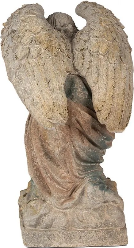 Béžovo-zelená keramická dekorácia socha anjela Angel Baroque - 41*45*65 cm