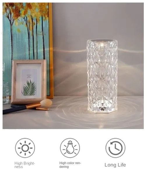 Rose Diamond Stolná dotyková lampa 21 cm