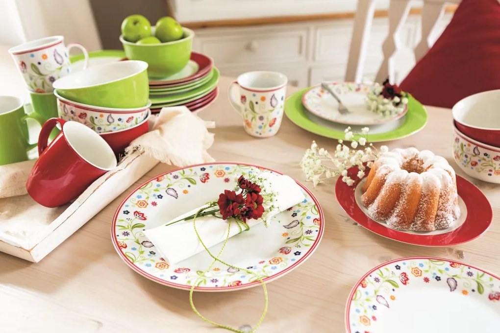 Jedálenský servis (12 dielov) Shanti Doppio, farebné kvety