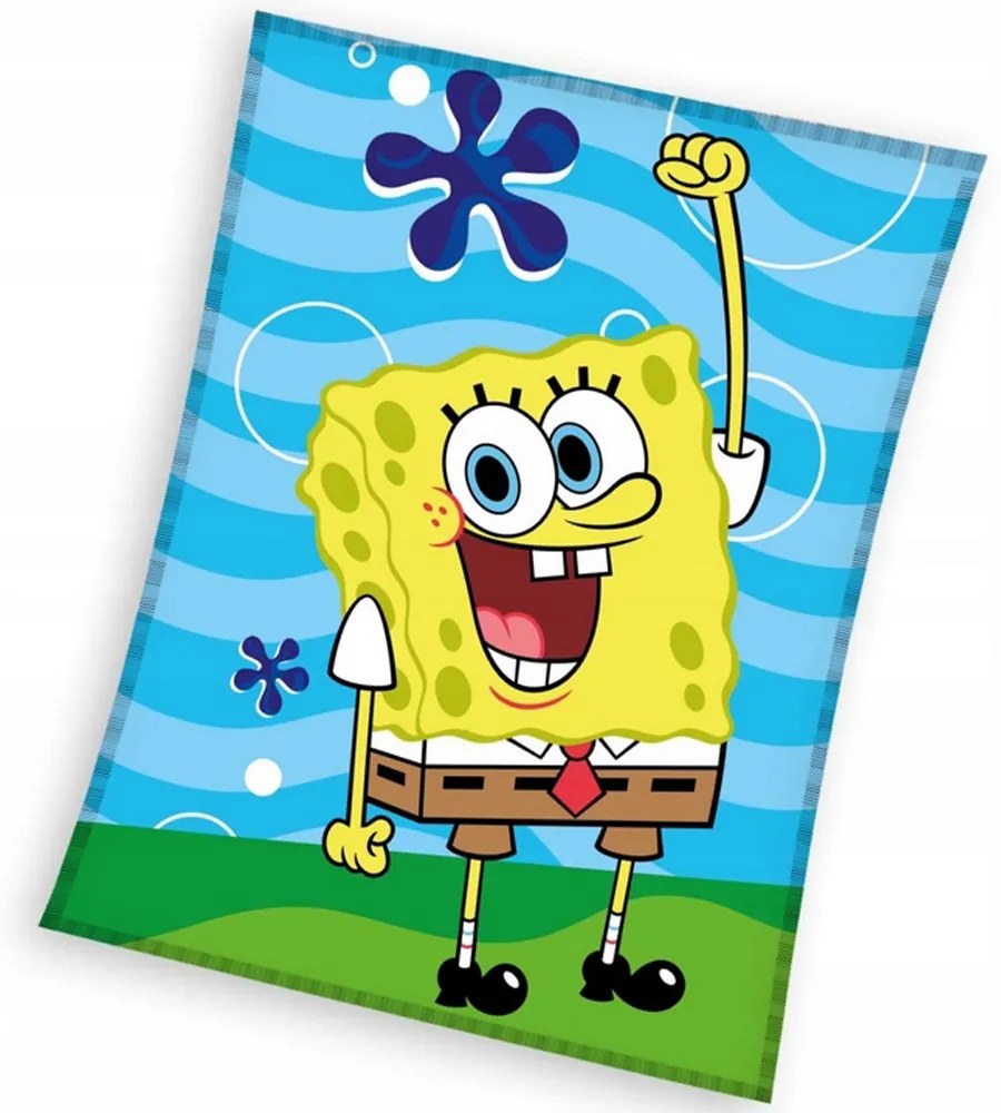 DETSKÁ FLEECOVÁ DEKA SPONGEBOB 130X170 CM VZOROVANÁ