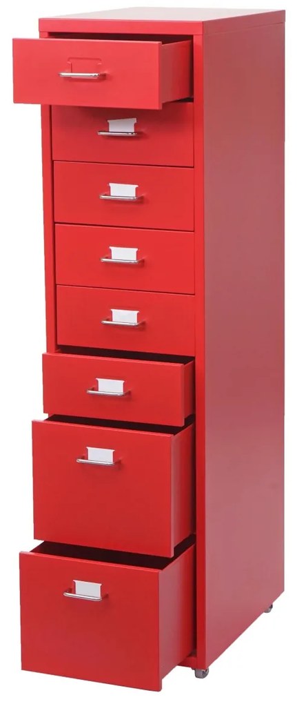 Zásuvková skrinka Boston T851 - 110x28x41cm, 8 zásuviek - červená