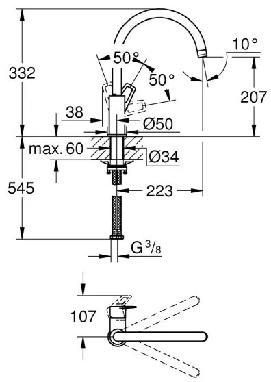 GROHE 31368001 - Drezová batéria BAULOOP lesklý chróm